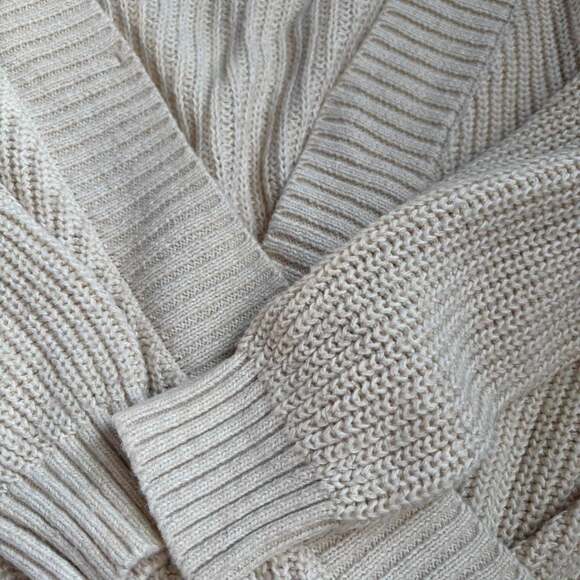 Billabong Sea Side Cream Chunky Ribbed Knit Open Wrap Cardigan - Picture 2 of 6